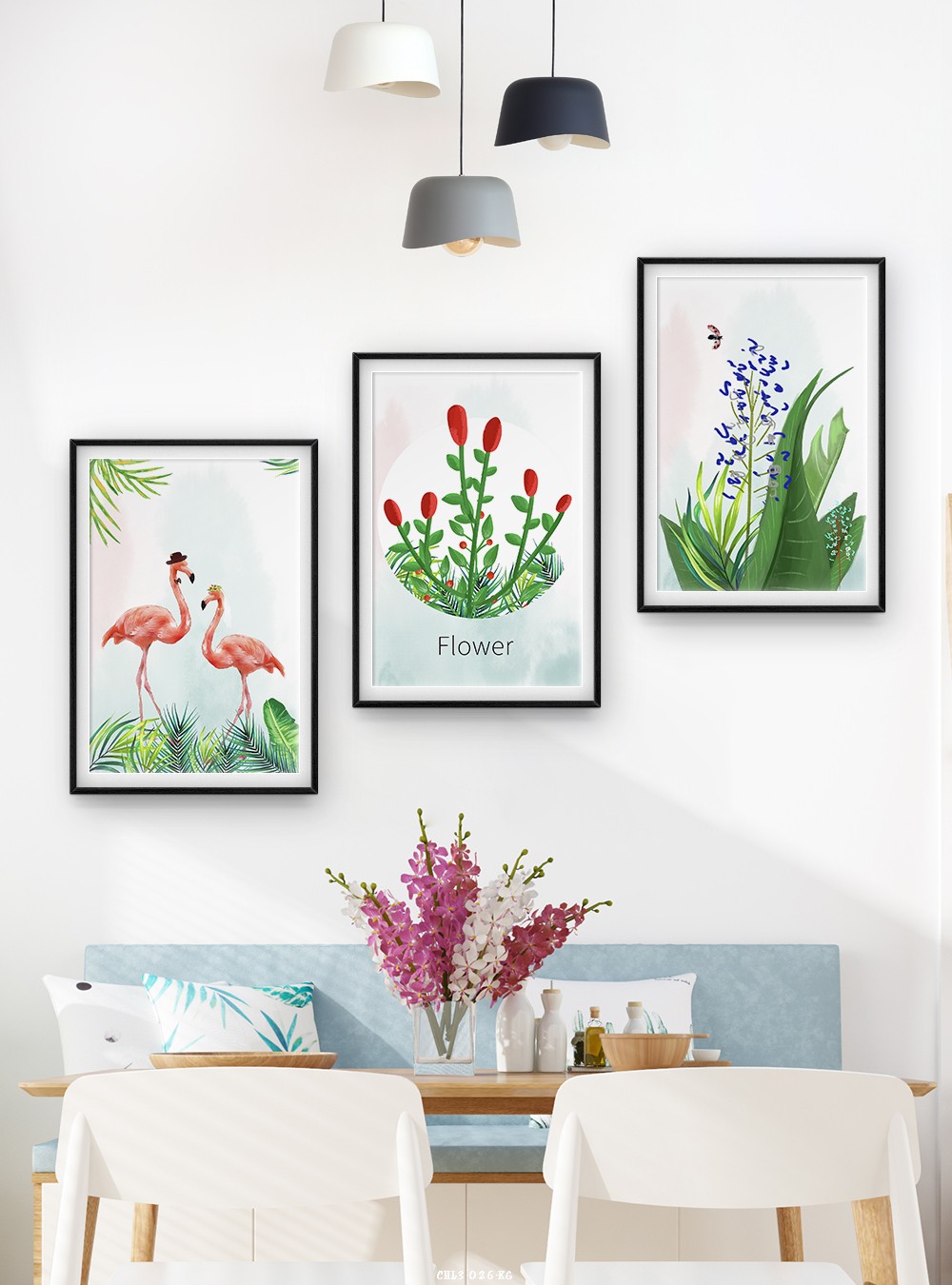 Hoa lá tranh vẽ CHL3-026-KG